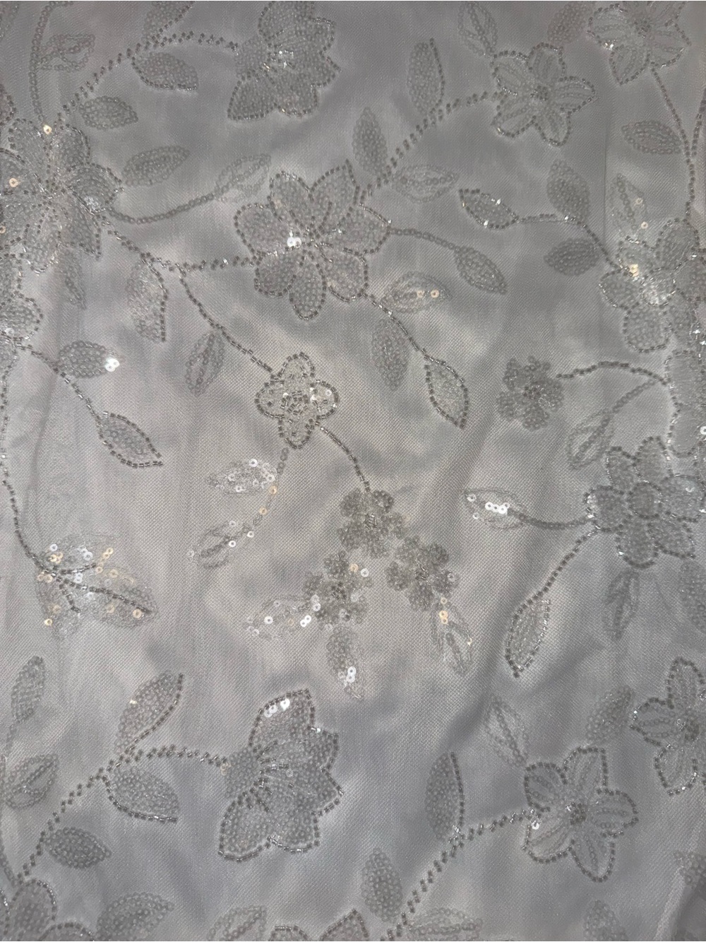 White Sequin Floral Strapless Dress - Picture 2 of 4